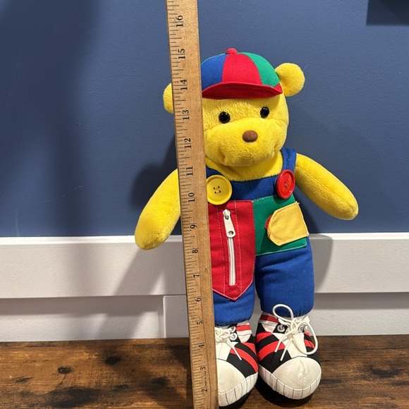 Vintage Gund Teach Me Blossom Yellow Teddy Bear Zip Button Tie Plush Toy - Picture 6 of 14